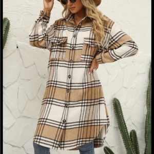 Cozy plaid long shacket